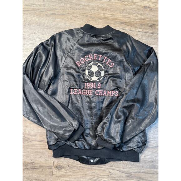 Vintage 90s Y2k Hartwell Soccer Team Bomber Jacket - Rockettes League Champs M - Picture 6 of 7